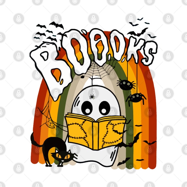 Halloween Cute Booooks Ghost by LEMOUS TEES