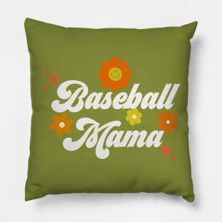 Baseball Mama - 70s style - White Pillow