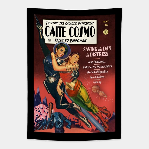 Caite Cosmo, Pulp Sci-fi Space Hero Tapestry by GeekDen