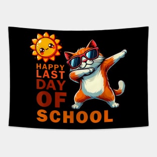 Happy Last Day Of School Dabbing Cat Teacher Lovers Tapestry