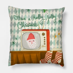 Have a Holly Jolly Retro Christmas Pillow