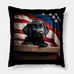 Patriotic Black Lab Puppy Pillow