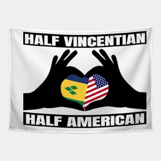 Half Vincentian Half American Heritage USA Roots & Vincent and the Grenadines DNA Family Flag Design Tapestry