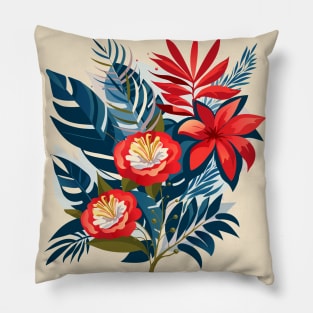 Vintage decorative tropical flowers and exotic birds, floral pattern trendy design, elements for holiday cards, frames, Boho style, Holiday Party decoration, Christmas Holiday, Birthday Artwork Pillow