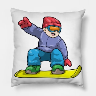 Snowboarder with Snowboard & Ski goggles Pillow