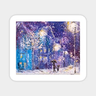 Snowfall At Night Magnet