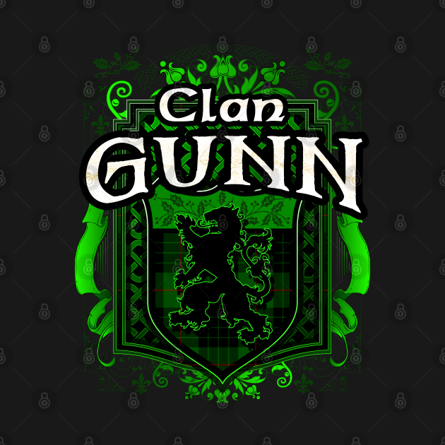 Disover Clan Gunn Tartan Lion - Scottish Tartan - T-Shirt