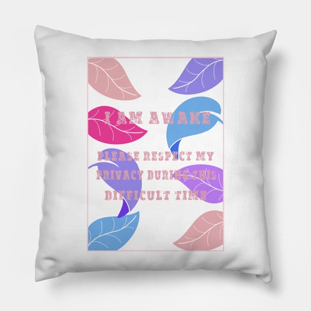 i am awake, please respect my privacy during this difficult time - funny Pillow by DesignsBySaxton