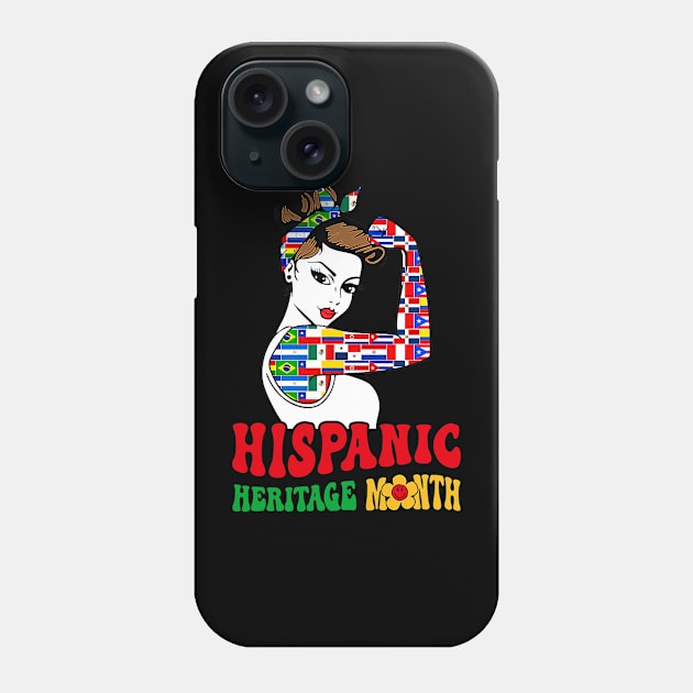 Groovy Hispanic Heritage Month Woman Latino Countries Flag Phone Case by Eleam Junie