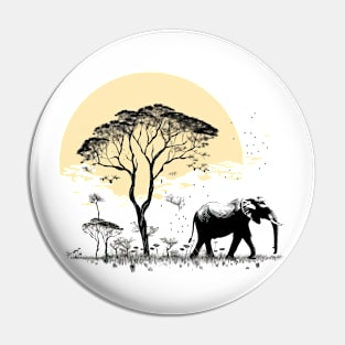 Elephant with African mimosa tree Pin