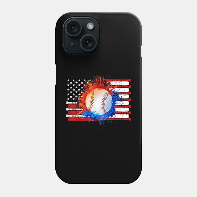 Patriotic USA 4th of July  American Flag Baseball Team Phone Case by credittee