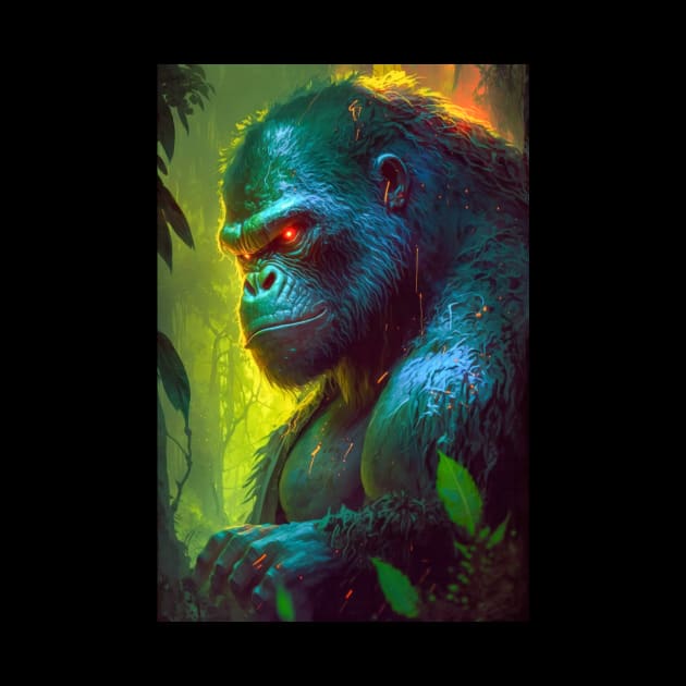 Gorilla Ape Animal Portrait Painting Wildlife Outdoors Adventure by Cubebox