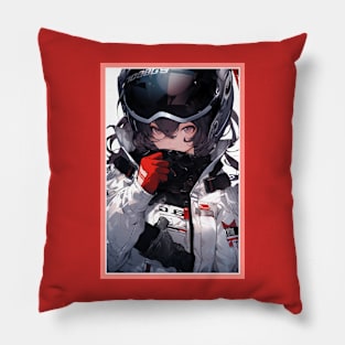 Aesthetic Anime Girl Red White Black | Quality Aesthetic Anime Design | Chibi Manga Anime Art Pillow