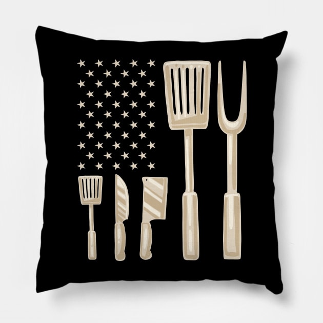 Butcher Butchery US American flag Fathers Day Gift Funny Retro Vintage Pillow by zyononzy