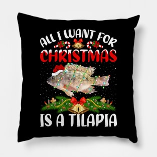 Funny Santa Hat All I Want For Christmas Is A Tilapia Fish Pillow