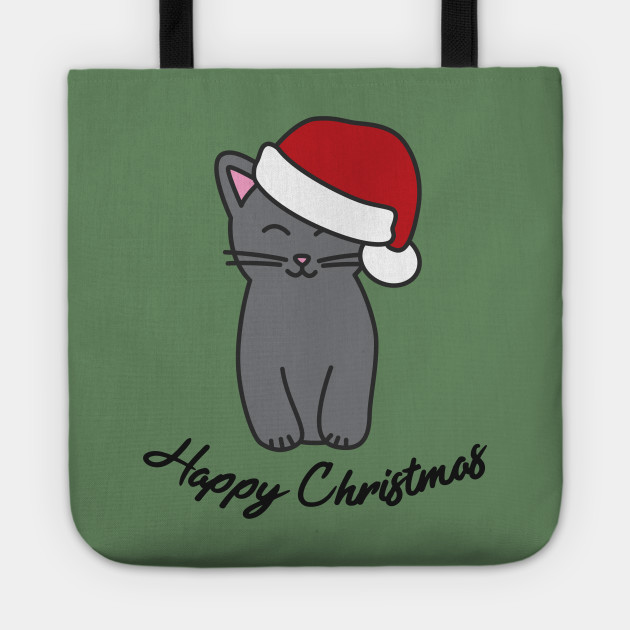 Happy Christmas Christmas Cat Tote Teepublic Shown above is a cute old christmas card featuring a sweet kitty framed up by sprigs of holly and red berries! teepublic