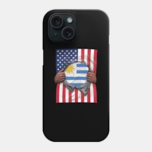 Uruguay Flag American Flag Ripped - Gift for Uraguyan From Uruguay Phone Case