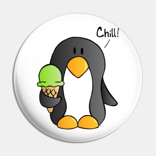 Chill! - Penguin with Mint Ice Cream Pin