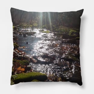 Mossy rock stream Pillow