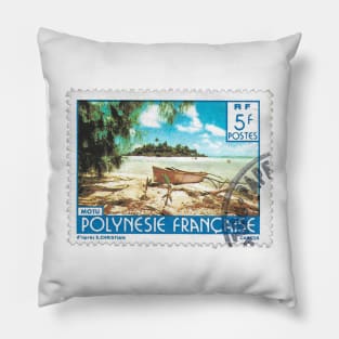 Beach in French Polynesia Stamp 5F 1980 Pillow