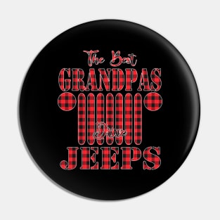 The Best Grandpas Drive Jeeps Red Plaid Jeep Matching Pajama Family Buffalo Jeeps Lover Pin