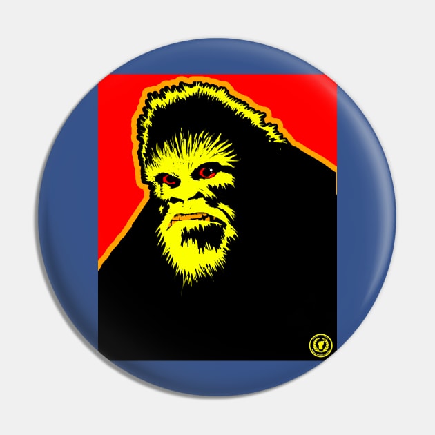 Mad Sasquatch Angry Bigfoot Mean Mug Monster Scary Mode Beast Pin by National Cryptid Society