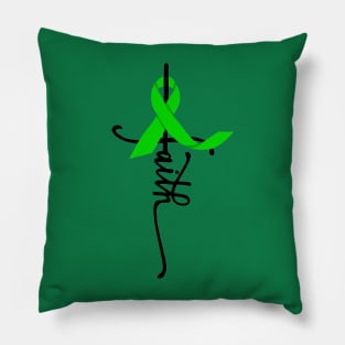 Faith Awareness Ribbon (Green) Pillow