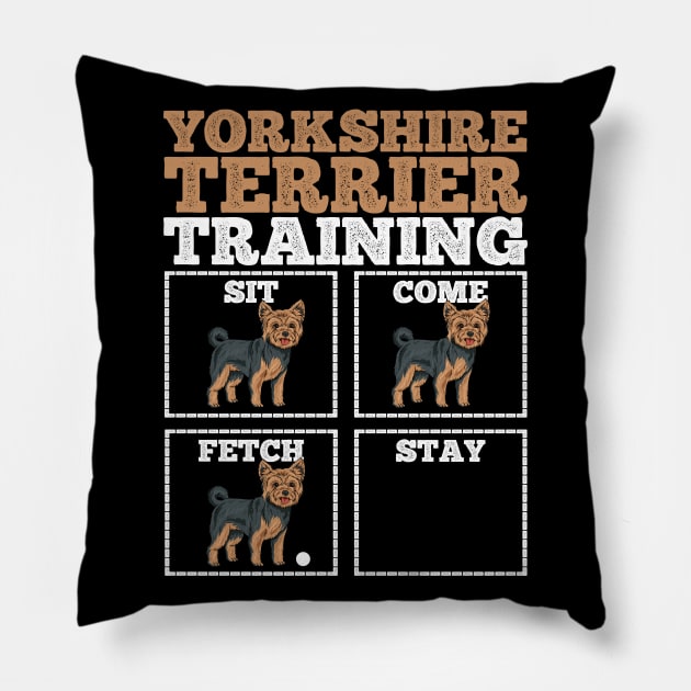 Yorkshire Terrier Dog Training Dog Trainer Pillow by KAWAIITEE