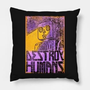 detroy humans robot pop art Pillow