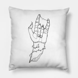 Ancient I Love You Hand in Black and White Pillow