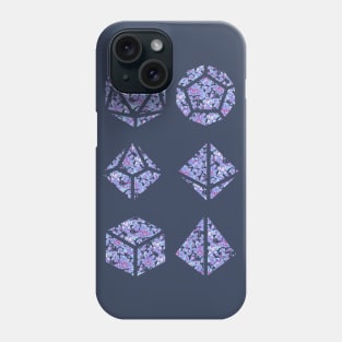 Neon Blue and Purple Gradient Rose Vintage Pattern Silhouette Polyhedral Dice - Dungeons and Dragons Design Phone Case