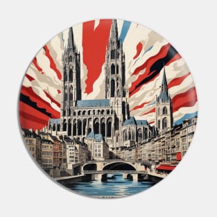 Rouen France Vintage Poster Tourism Pin