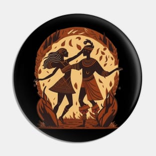 Tribe Totem Woman and Man Dancing Pin