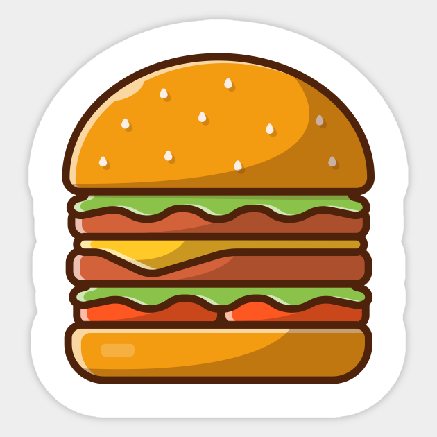 Big burger cartoon - Burger - Sticker | TeePublic Big burger cartoon - Burger - Sticker | TeePublic