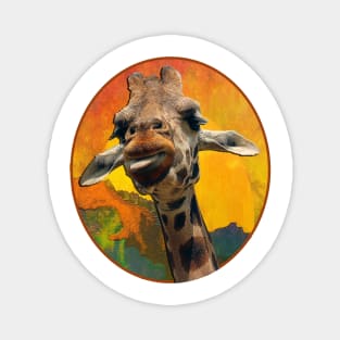 Funny Tongue Out Retro Design Giraffe Magnet