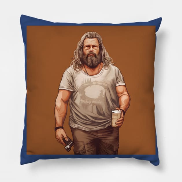 Fat Thor Dude Pillow by Grassroots Green