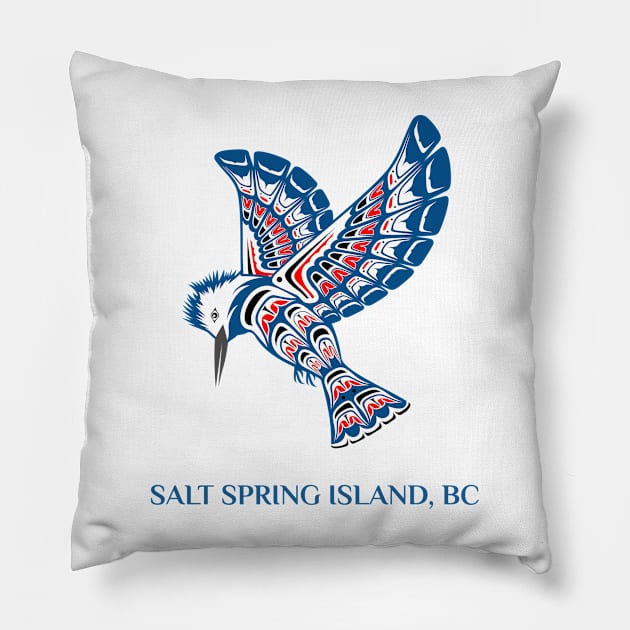 Salt Spring Island British Columbia Pacific Northwest Coast PNW Kingfisher Gift Pillow by twizzler3b