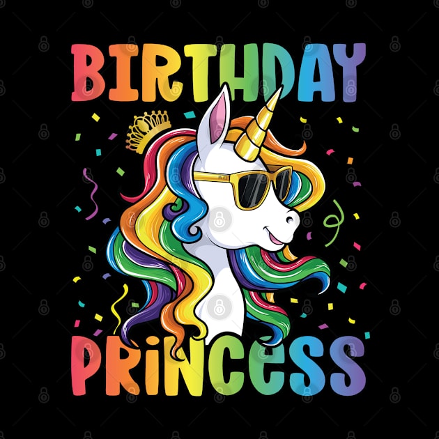 Birthday Princess Shirt Unicorn Girl by Pennelli Studio