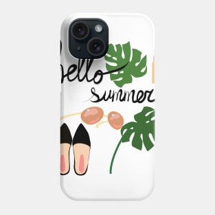 Hello Summer monstera leaf and accessories Phone Case