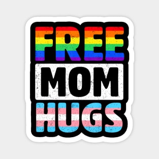 Free Mom Hugs Groovy Rainbow Heart Lgbt Flag Pride Month Magnet