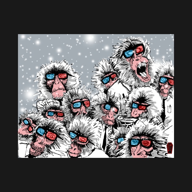 3D Snow Monkeys by IckyScrawls