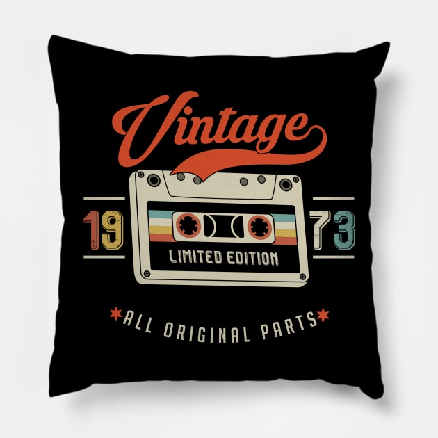 1973 Vintage - Limited Edition All Original Parts Pillow by Debbie Art