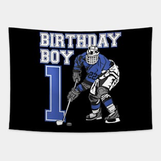 Kids 1 Year Old Ice Hockey Themed Birthday Party 1St Boy Tapestry