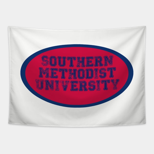 Southern Methodist University Oval Tapestry by one-broke-kid