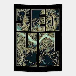 Seoul, South Korea City Map Typography - Summer Tapestry