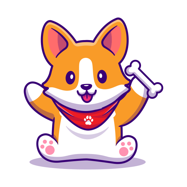 Cute Corgi Holding Bone by Catalyst Labs