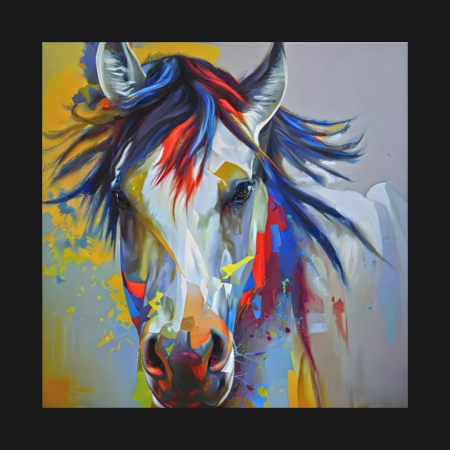 Colorful sketch of a horse`s head by bogfl