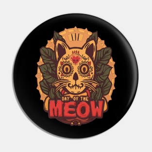 Day of the Meow Cat Skull Whimsical Artwork Pin