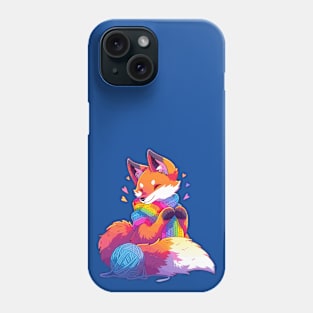 A fox that just finished knitting a nice scarf Phone Case