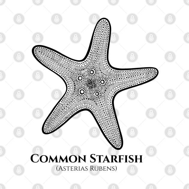 Common Starfish with Common and Latin Names - black and white by Green Paladin